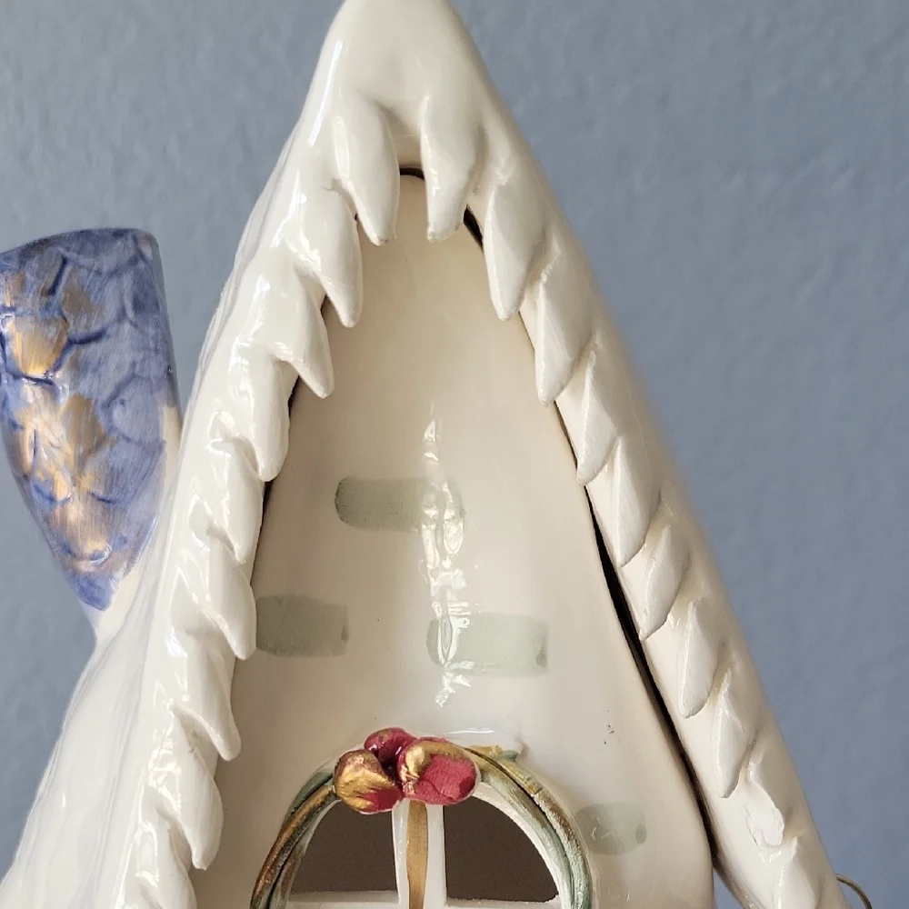 Ceramic Holiday House with Stars and Heart